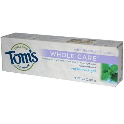 Tom's of Maine, ホールケアフッ素歯磨き粉、 ペパーミントジェル、 4.7オンス (133 g)