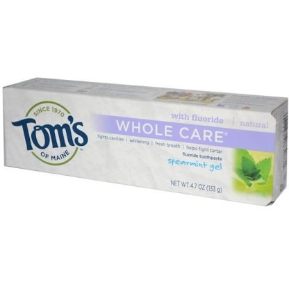 Tom's of Maine, ホールケアフッ素歯磨き粉、 スペアミントジェル、 4.7オンス (133 g)