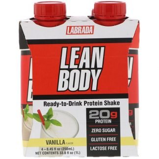 Labrada Nutrition, リーンボディ、すぐに飲めるプロテインシェイク、バニラ、4本、各8.45液量オンス（250ml）