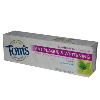 Tom's of Maine, アンチプラーク&ホワイトニング、研磨剤フリー歯磨き粉、スペアミント、 5.5オンス (155.9 g)
