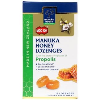 Manuka Health, マヌカハニートローチ、プロポリス、MGO400+、トローチ15粒