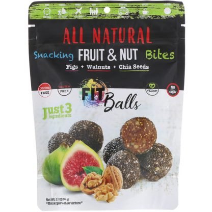 Nature's Wild Organic, 総天然、スナッキングフルーツ & ナッツバイト、フィットボール、イチジク + ウォールナッツ + チアシード、5.1オンス (144 g)