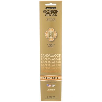Gonesh, Extra Rich Incense Sticks, Sandalwood, 20 Sticks