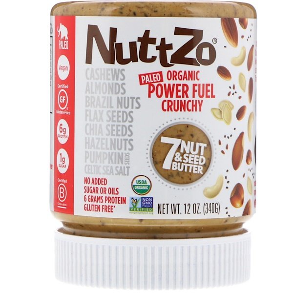 Nuttzo, オーガニック、パワー燃料、ナッツ&シードバター7、クランチー、12 oz (340 g)