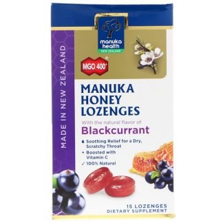Manuka Health, マヌカハニー薬用キャンディー、クロスグリ、MGO 400+、15個