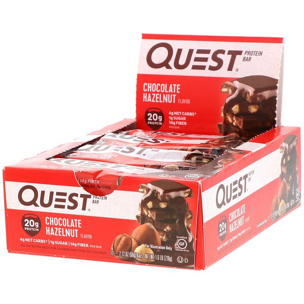 Quest Nutrition, クエストプロテインバー、チョコレートヘーゼルナッツ、12本、各2.1 oz (60 g)