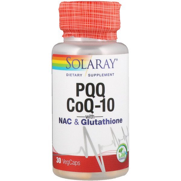 Solaray, PQQ、CoQ-10、NAC&グルタチオン配合、植物性カプセル30錠