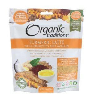 Organic Traditions, ターメリックラテ、プロバイオティクス＆サフロン、5.3 oz (150 g)