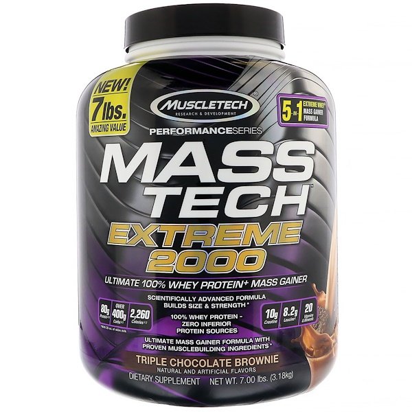 Muscletech, マステックエクストリーム2000、トリプルチョコレートブラウニー、7.00 lb (3.18 kg)