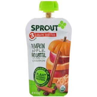 Sprout Organic, ベビーフード、ステージ3、パンプキン、アップル、赤レンズ豆、シナモン、4 oz (113 g) (Discontinued Item)