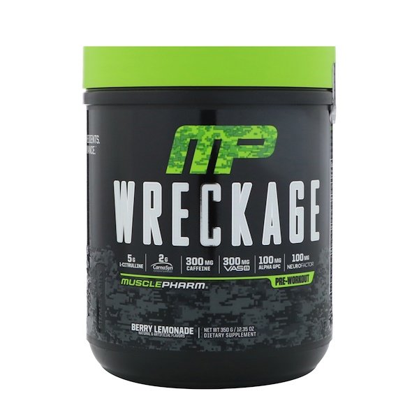 MusclePharm, Wreckageプレワークアウト、ベリーレモネード、12.35オンス (350 g)