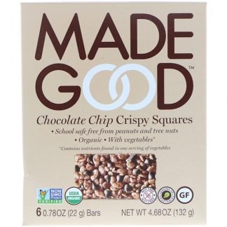 MadeGood, クリスピースクエア、チョコレートチップ、6本、各0.78 oz (22 g)