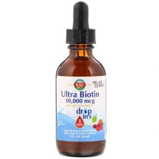 KAL, ウルトラ ビオチン、天然ミックスベリー味、10,000 mcg, 2 fl oz (59 ml)