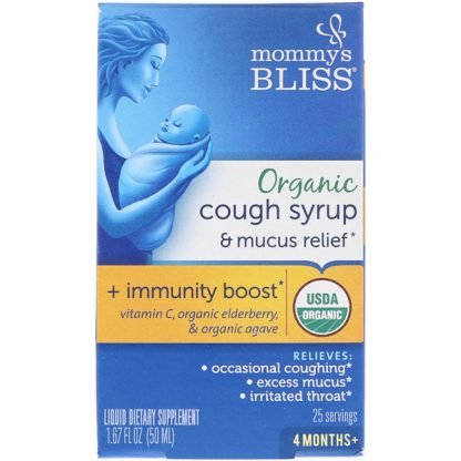 Mommy's Bliss, Organic, Cough Syrup & Mucus Relief, + Immunity Boost, 4 Months +, 1.67 fl oz (50 ml) (Discontinued Item)