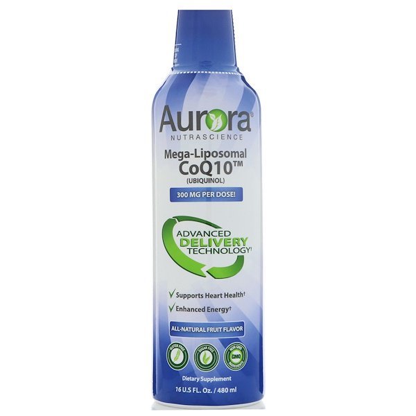 Aurora Nutrascience, メガリポソーム CoQ10、天然フルーツフレーバー、300 mg , 16 fl oz (480 ml)