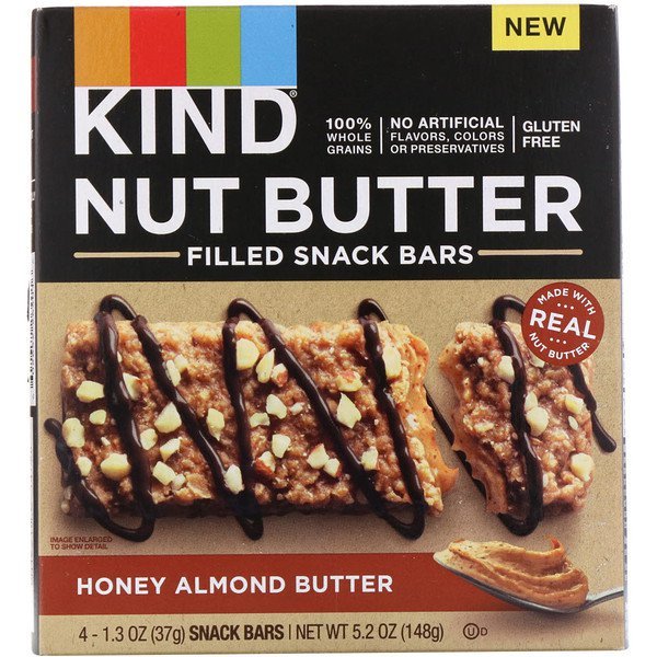 KIND Bars, ナッツバター入りスナックバー、ハニー アーモンドバター、4本、各1.3 oz (37 g)