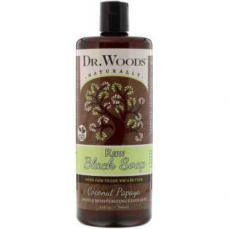 Dr. Woods, 未加工ブラックソープ、フェアトレードシアバター配合、ココナッツパパイヤ、32液量オンス (946 ml)