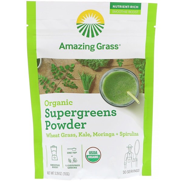 Amazing Grass, オーガニックスーパーグリーンパウダー、5.29オンス(150g)