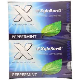Xyloburst, 天然キシリトールガム、ペパーミント、12パック、各12個入り