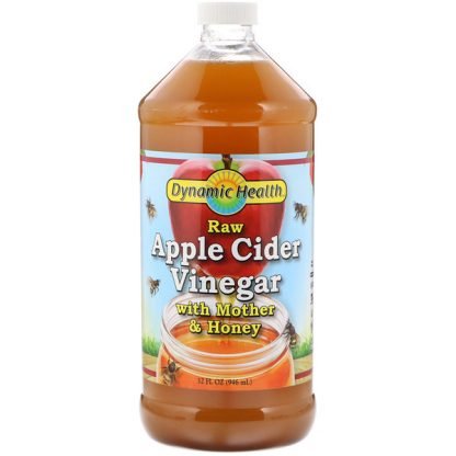 Dynamic Health  Laboratories, マザー＆ハニー入り生リンゴ酢、32 fl oz (946 ml) (Discontinued Item)
