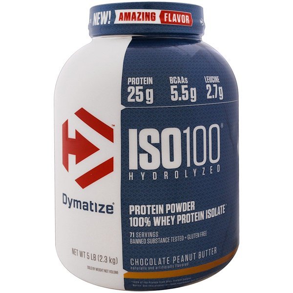 Dymatize Nutrition, ISO 100加水分解、100%ホエイプロテインアイソレート、チョコレートピーナッツバター、5ポンド (2.3 kg)