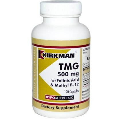 Kirkman Labs, TMG, フォリン酸＆メチルB-12を使用 , 500 mg, 120カプセル