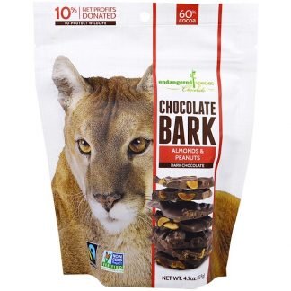 Endangered Species Chocolate, チョコレートバーク、ダークチョコレート、アーモンド & ピーナッツ、4.7 oz (133 g)