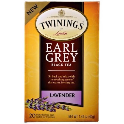Twinings, ブラックティー, アールグレイ, ラベンダー, 20袋, 各1.41オンス (40 g)
