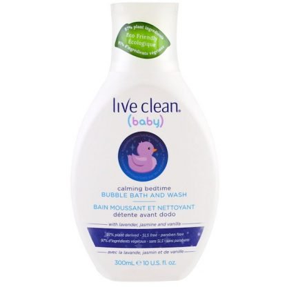 Live Clean, ベビー、カーミングベッドタイム、バブルバス & ウォッシュ、10液量オンス (300 ml)