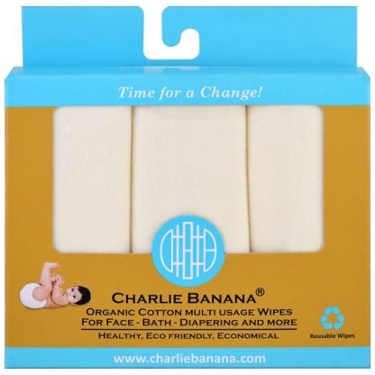 Charlie Banana, オーガニックコットン・マルチワイプワイプ、再使用可能ワイプ10枚