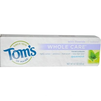 Tom's of Maine, 全体をケアするフッ素入り歯磨き粉, スペアミント, 4.7オンス(133 g)