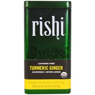 Rishi Tea, ターメリックジンジャー、オーガニック・ルーズリーフ・ハーブティー、アユルベーダ + メイヤーレモン、 2.47 オンス (70 g)