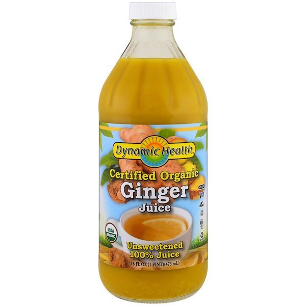 Dynamic Health Laboratories, 認定オーガニック生姜、果汁100%、無糖、473 m(16fl oz)