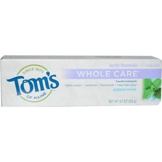 Tom's of Maine, 全体をケアするフッ素入り歯磨き粉, ペパーミント, 4.7オンス(133 g) (Discontinued Item)