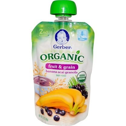 Gerber, Organic Baby Food, Fruit & Grain, Banana Acai Granola, 3.5 oz (99 g)