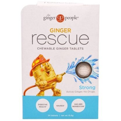 The Ginger People, ジンジャーレスキュー、チュアブルジンジャータブレット、強力、24錠（15.6 g）