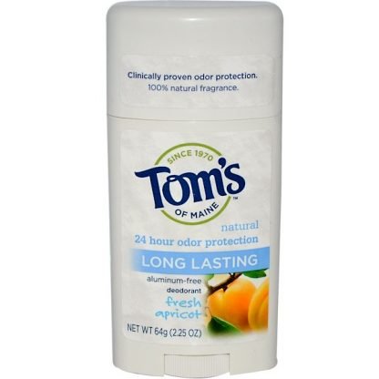 Tom's of Maine, ナチュラル 持続性があるデオドラント, アルミレス, フレッシュアプリコット, 2.25 オンス (64 g)