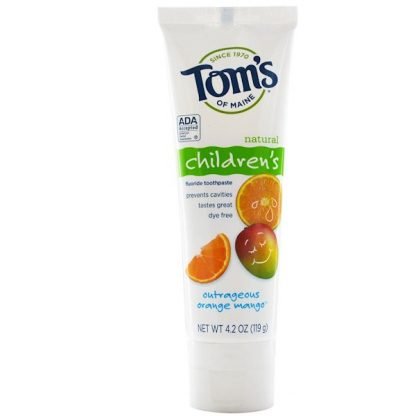 Tom's of Maine, 天然 子供用フッ素入り歯磨き粉、アウトレイジャス・オレンジ・マンゴー、4.2 oz (119 g)