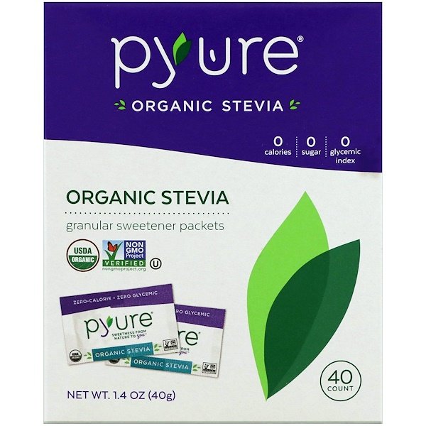 Pyure, オーガニックステビア、粒状甘味料パケット、40 個入り、1.4 oz (40 g)