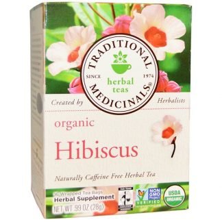 Traditional Medicinals, ハーブティー、オーガニック ハイビスカス、カフェインレス、個包装ティーバッグ16個、0.99 oz (28 g)