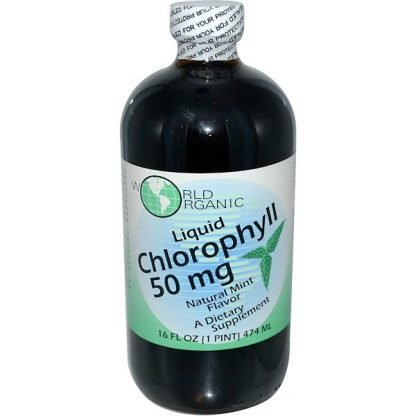World Organic, 液体クロロフィル、自然ミントフレーバー、 50mg、 16液量オンス (474 ml)