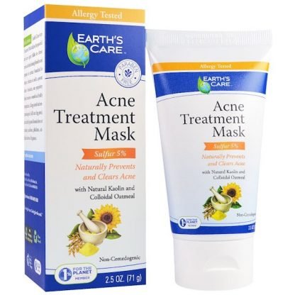 Earth's Care, にきび治療マスク、硫黄5％、2.5オンス（71g）