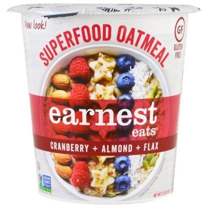 Earnest Eats, スーパーフードオートミール, クランベリー + アーモンド + 亜麻, アメリカンブレンド, 2.35 oz (67 g)