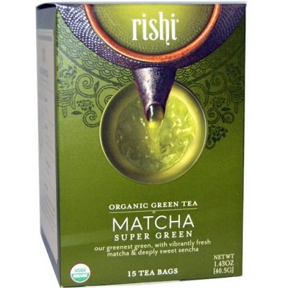 Rishi Tea, オーガニック グリーンティー, 抹茶 スーパーグリーン, 15 ティーバッグ, 1.43 オンス (40.5 g)