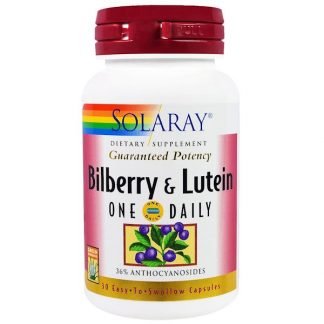 Solaray, ビルベリー＆ルテイン, ワンデイリー, 30錠 (飲み込みやすいカプセル)