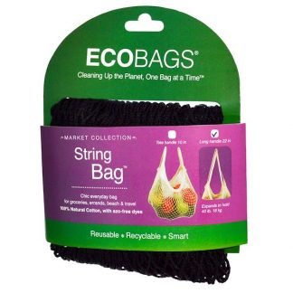 ECOBAGS, マーケットコレクション、ストリングバッグ、ロングハンドル22インチ、ブラック、1袋