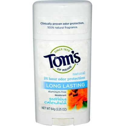 Tom's of Maine, ナチュラル 長時間持続するデオドラント、鎮静効果のあるキンセンカ、2.25 oz (64 g)