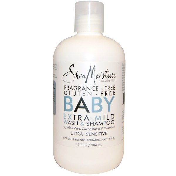SheaMoisture, ベビー・エクストラマイルドウォッシュ&シャンプー、無香料、13 液量オンス (384 ml)