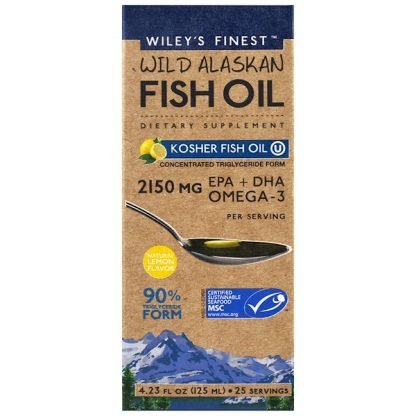 Wiley's Finest, ワイルドアラスカンフィッシュオイル、コーシャフィッシュオイル、ナチュラルレモンフレーバー、4.23液量オンス (125 ml)