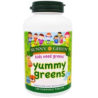 Sunny Green, ヤミーグリーンズ, フルーツパンチ味, 120錠 (チュアブル)
